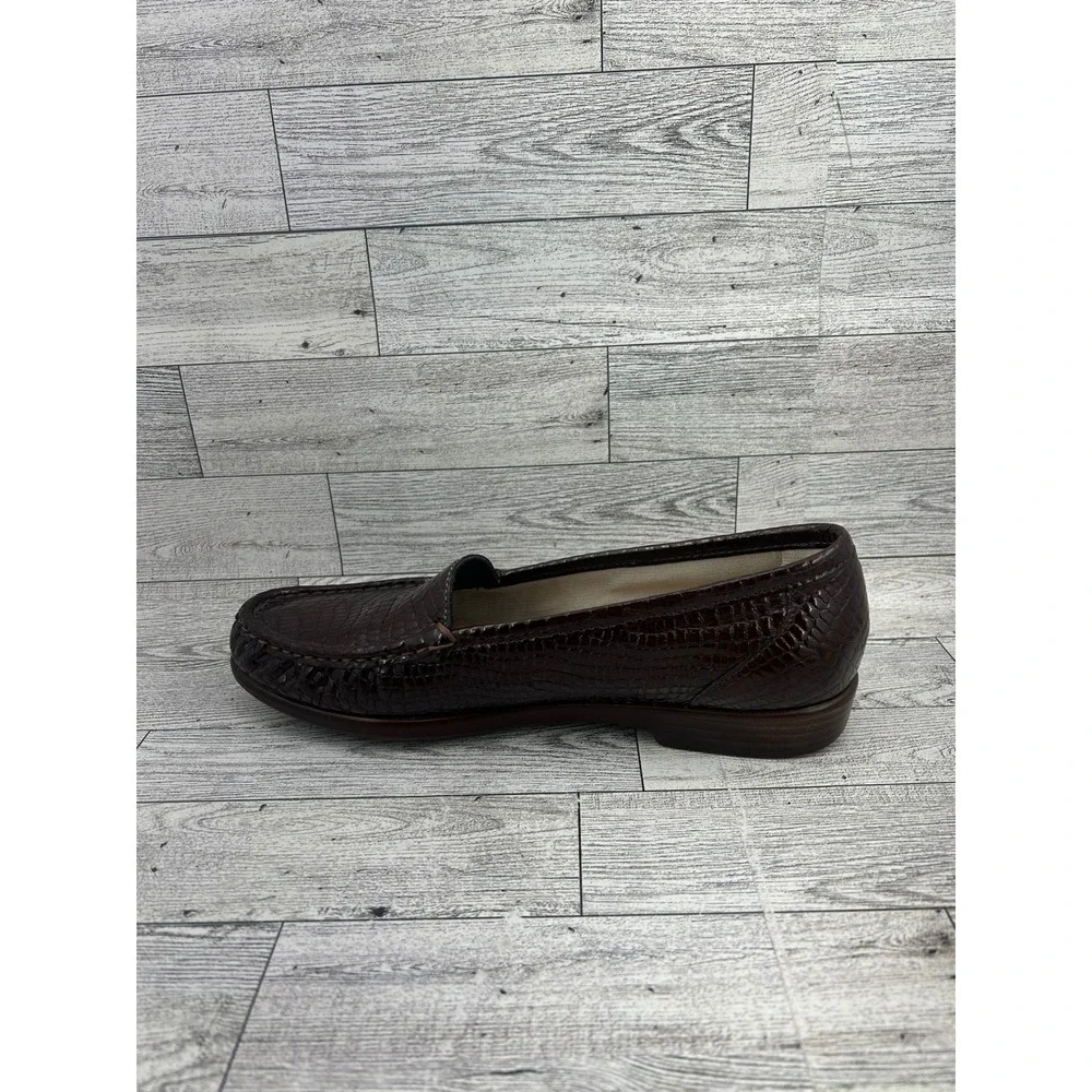 SAS Shoes Women's Brown Croc Embossed Loafers Comfort‎ Slip On Size 8N